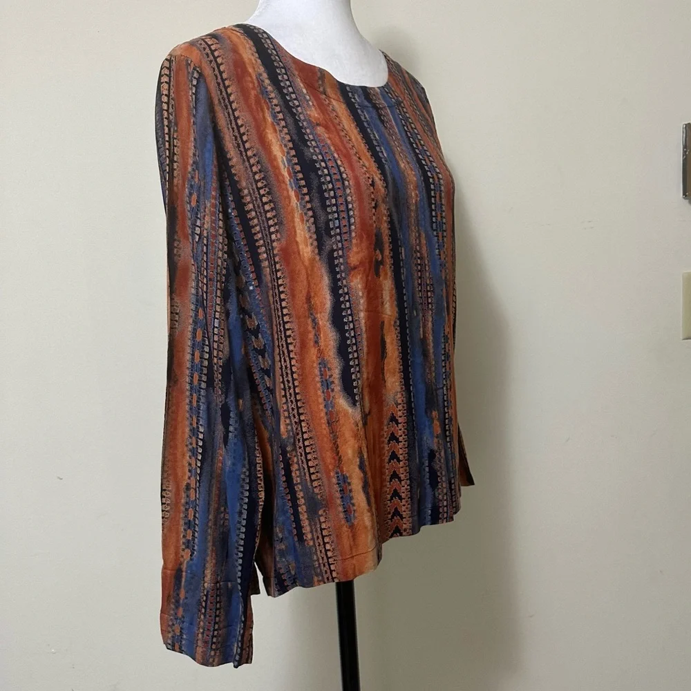 Coco + Carmen NEW Textured Stripes in Print Long Sleeve Popover Pullover S/M - Picture 2 of 16